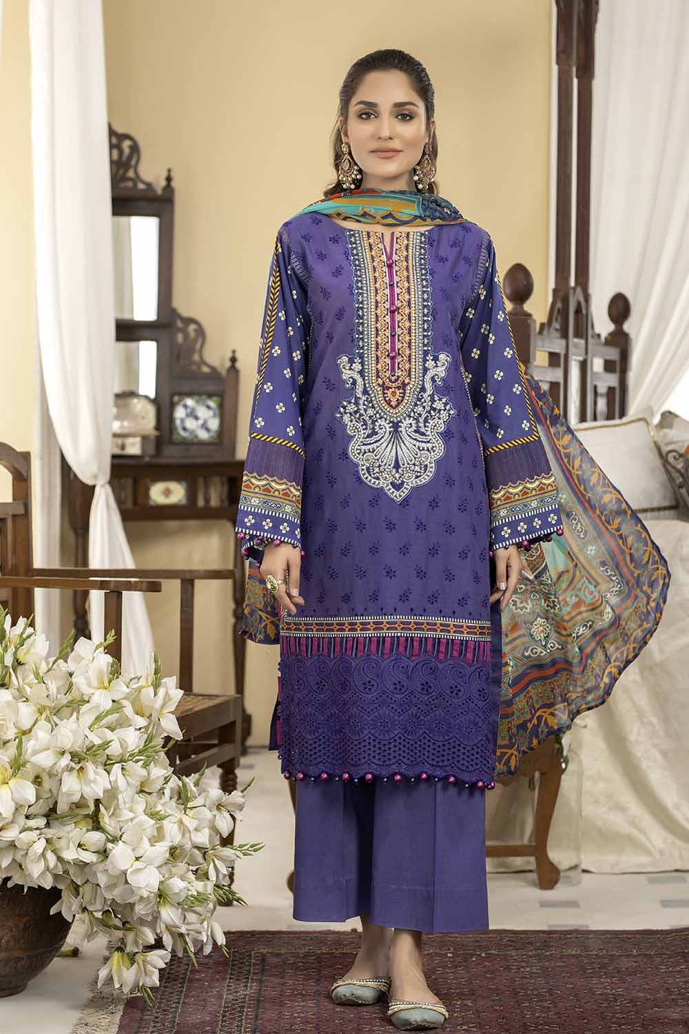 Zebaish Misaal Stitched/Pret Chikankari & Printed Lawn with Chiffon Dupatta – DN10