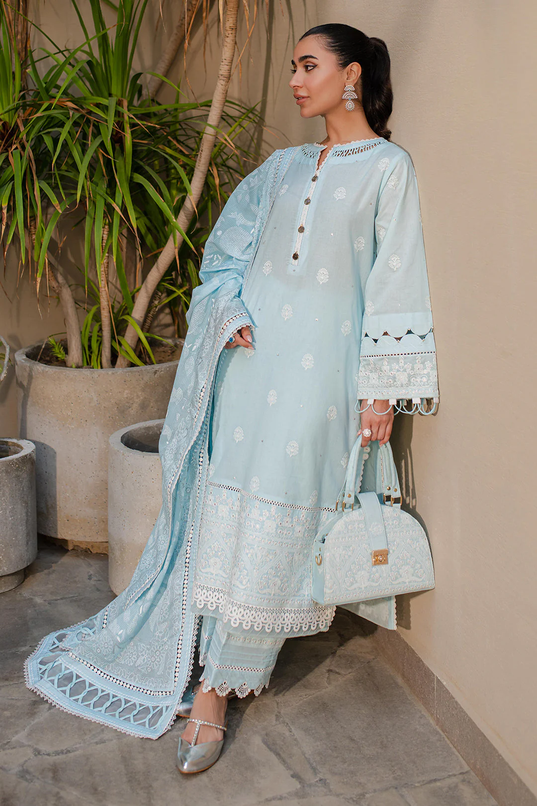 Zellbury Chikankari – Embroidered Shirt Shalwar Dupatta - 0709 - Image 2