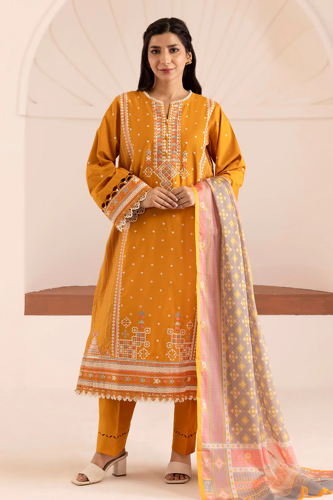 Zellbury Cotton Satin – Embroidered Shirt Shalwar Dupatta - 0262
