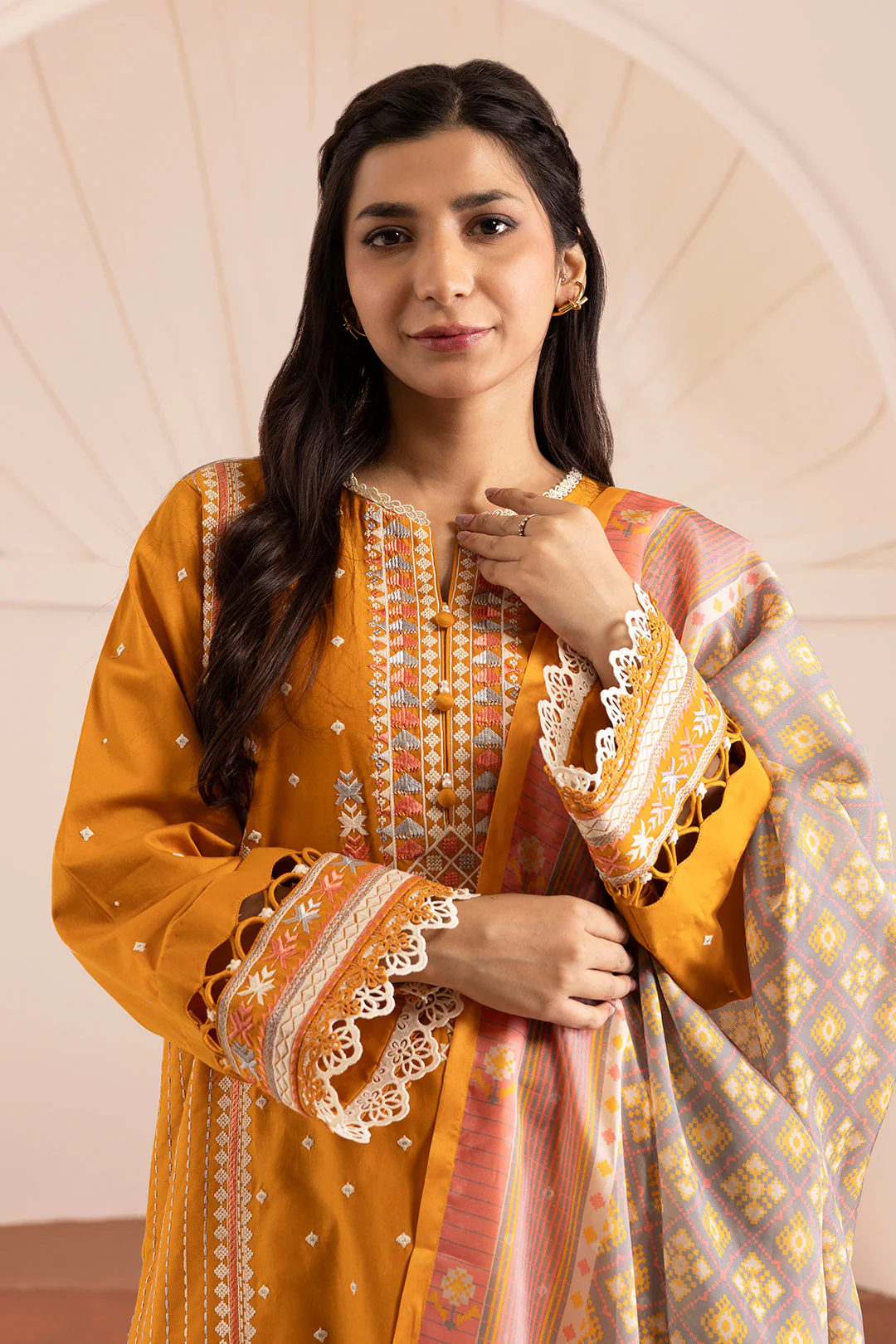 Zellbury Cotton Satin – Embroidered Shirt Shalwar Dupatta - 0262 - Image 6