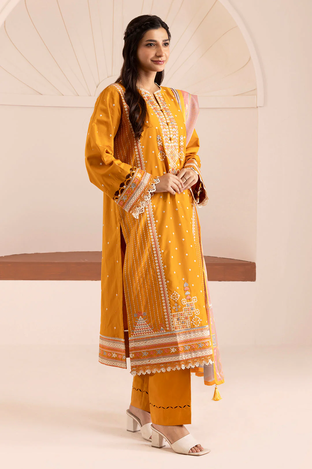 Zellbury Cotton Satin – Embroidered Shirt Shalwar Dupatta - 0262 - Image 7