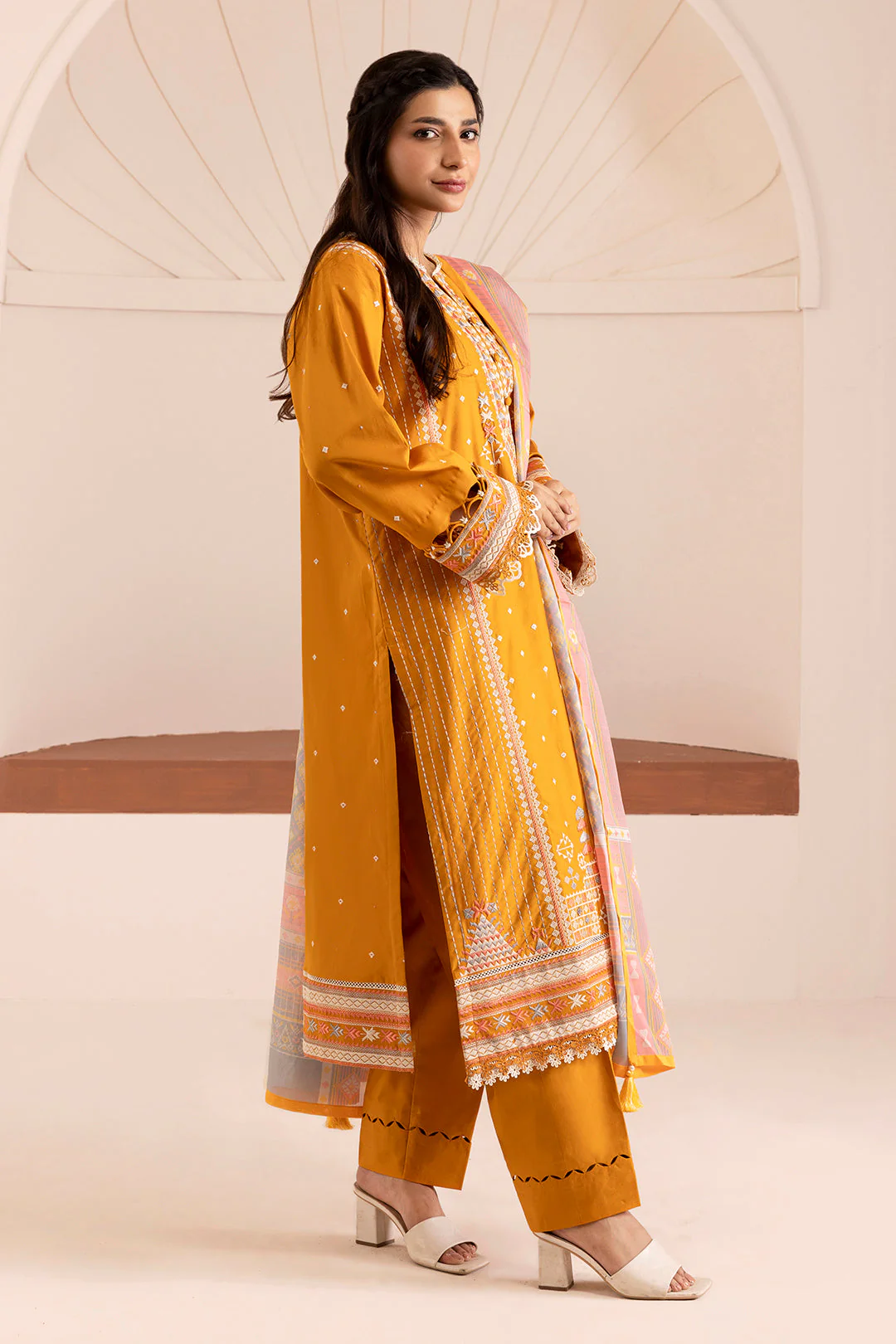 Zellbury Cotton Satin – Embroidered Shirt Shalwar Dupatta - 0262 - Image 9