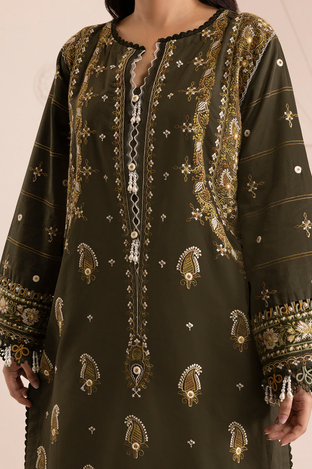 Zellbury Cotton Satin – Embroidered Shirt Shalwar Dupatta - 0266 - Image 2