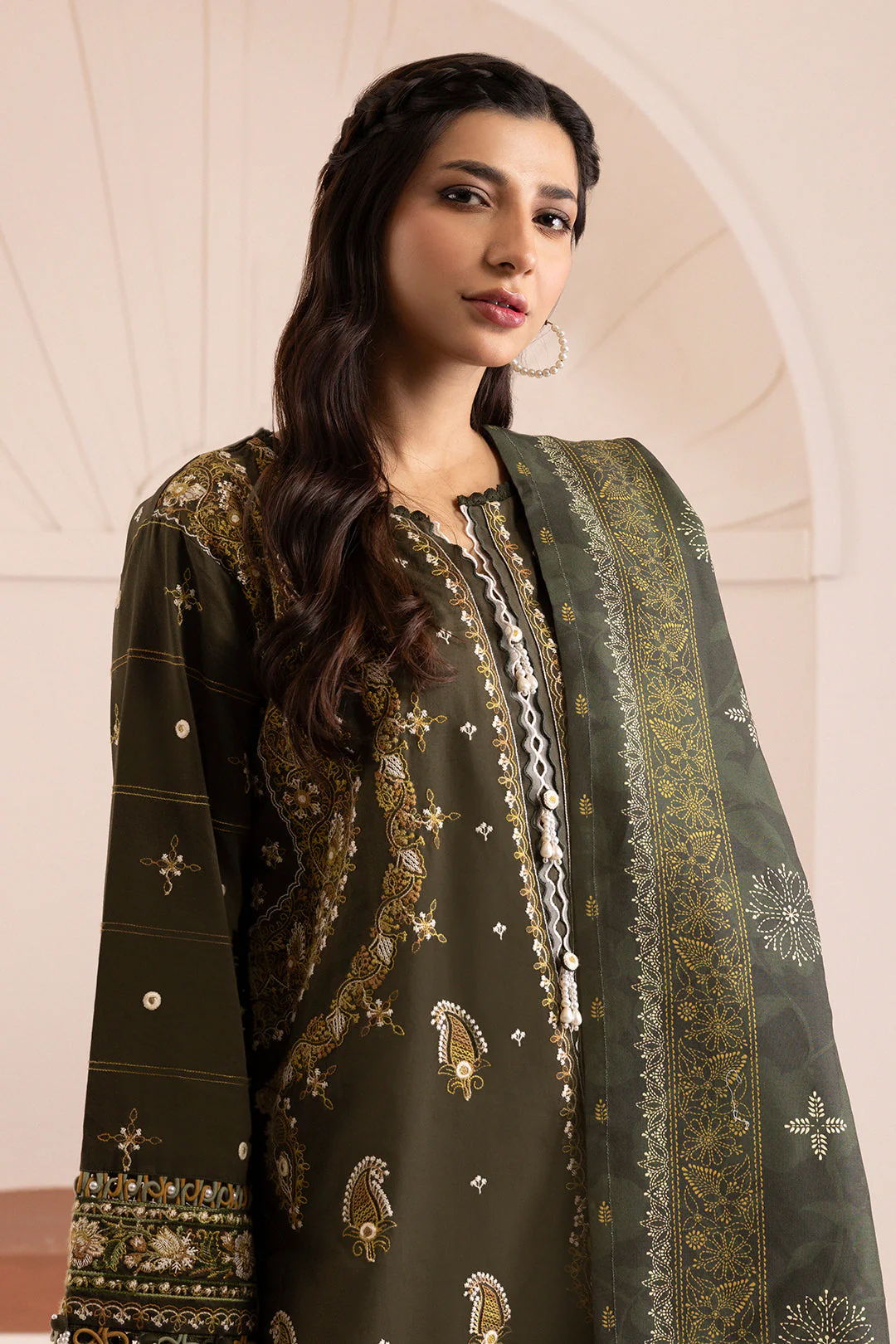 Zellbury Cotton Satin – Embroidered Shirt Shalwar Dupatta - 0266 - Image 5