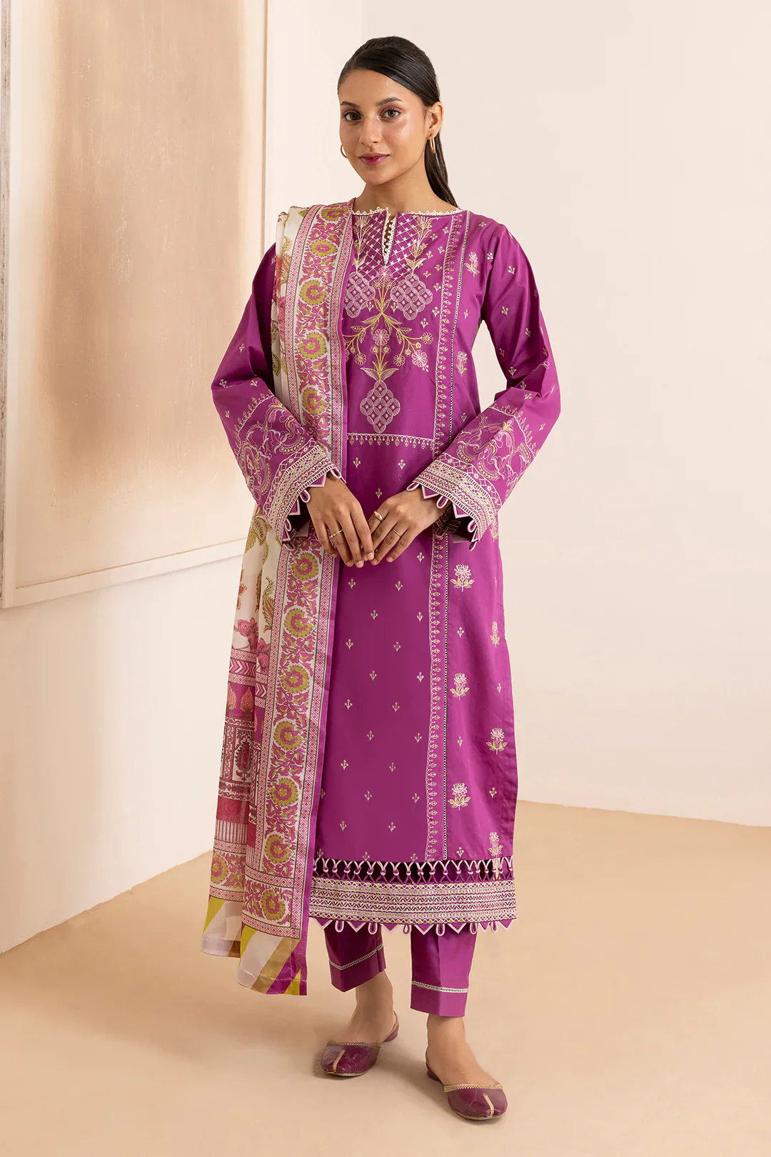 Zellbury Cotton Satin – Embroidered Shirt Shalwar Dupatta - 0259 - Image 2