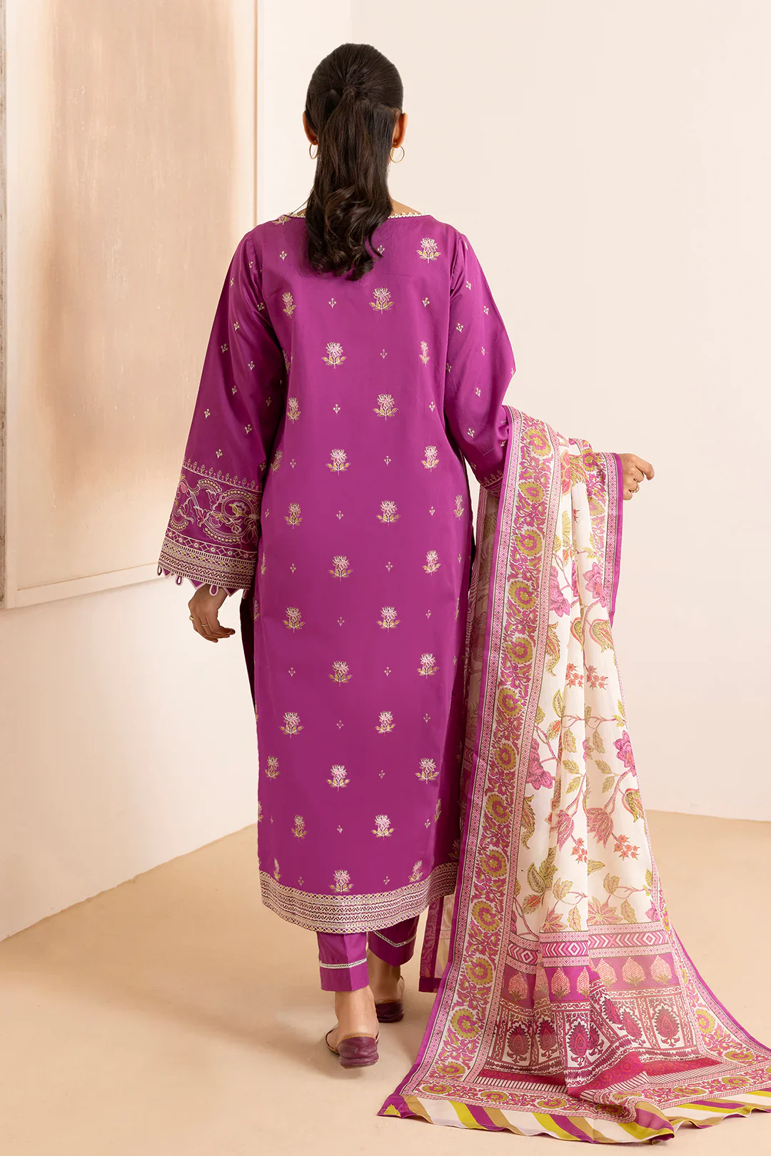 Zellbury Cotton Satin – Embroidered Shirt Shalwar Dupatta - 0259 - Image 6