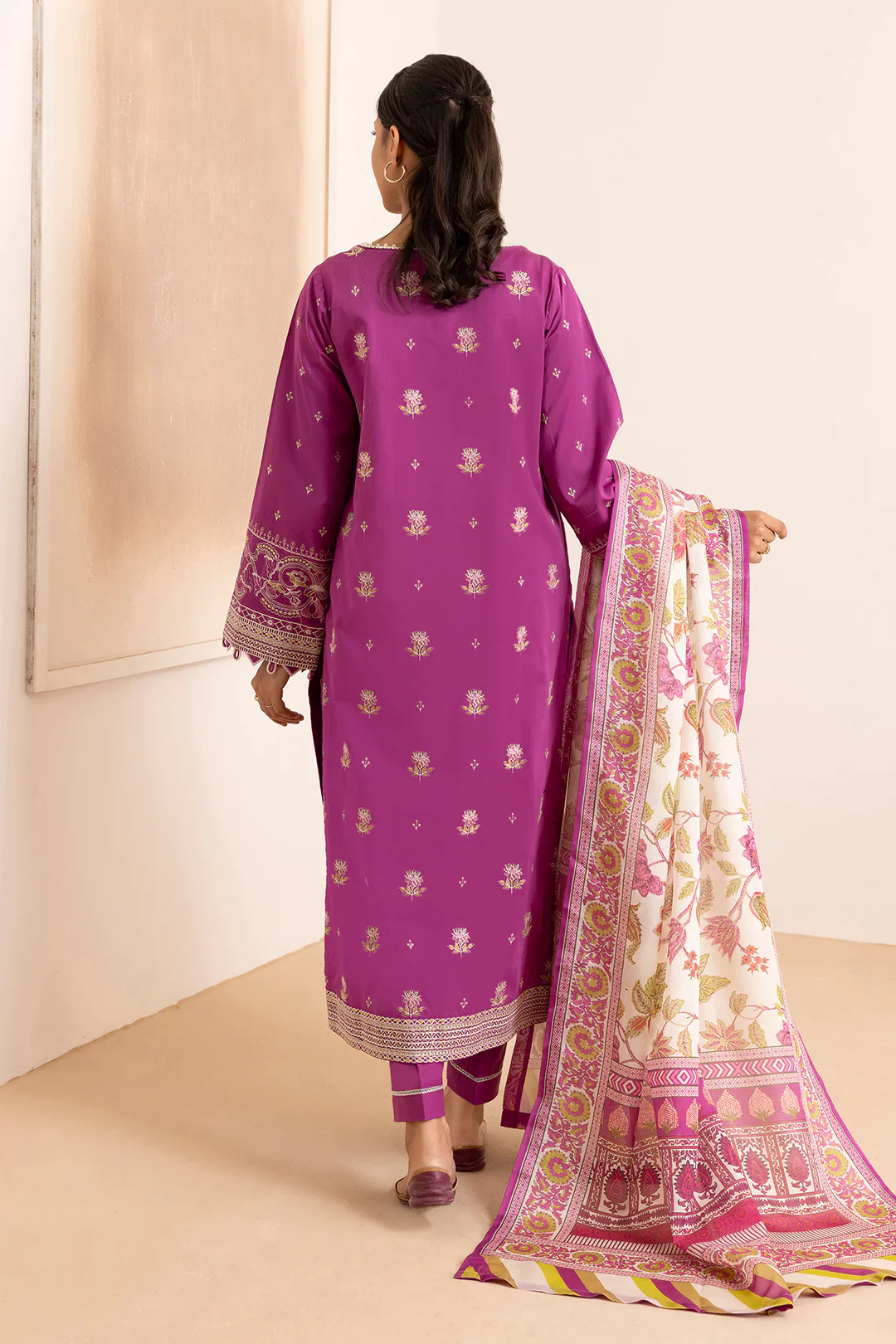 Zellbury Cotton Satin – Embroidered Shirt Shalwar Dupatta - 0259 - Image 7