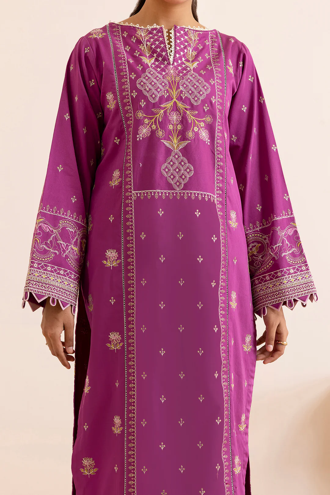Zellbury Cotton Satin – Embroidered Shirt Shalwar Dupatta - 0259 - Image 8