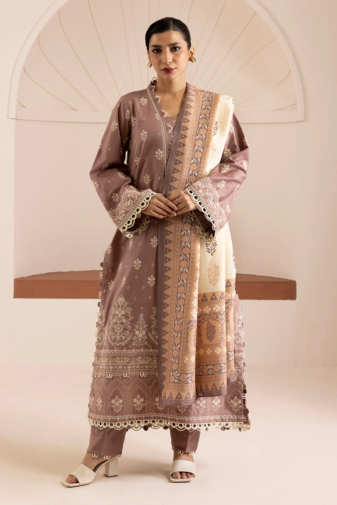 Zellbury Cotton Satin โ Embroidered Shirt Shalwar Dupatta - 0270 - Image 2