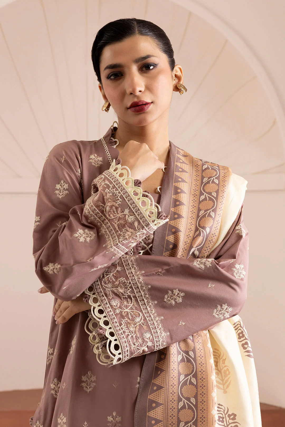 Zellbury Cotton Satin โ Embroidered Shirt Shalwar Dupatta - 0270 - Image 3