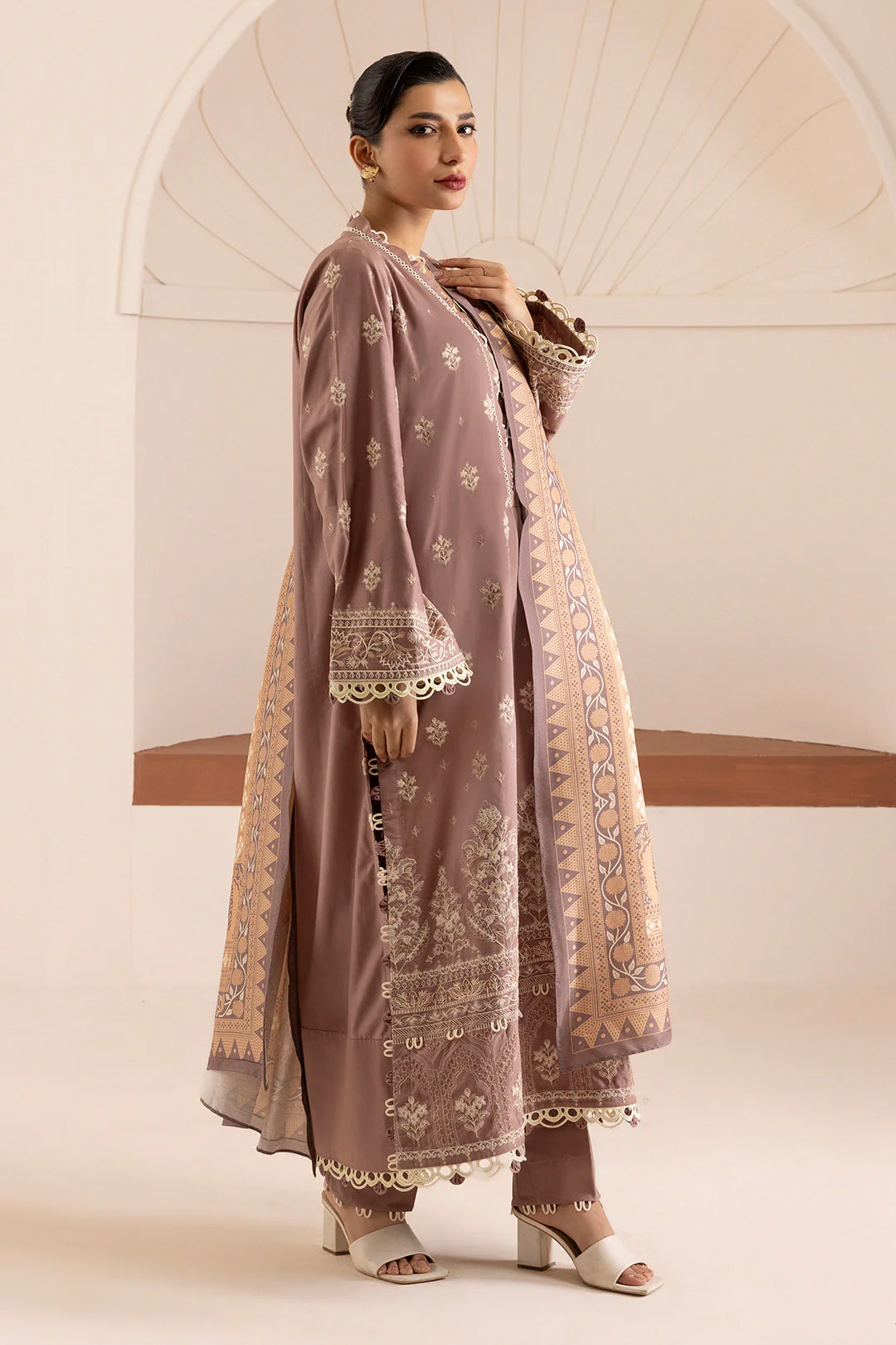 Zellbury Cotton Satin โ Embroidered Shirt Shalwar Dupatta - 0270 - Image 4