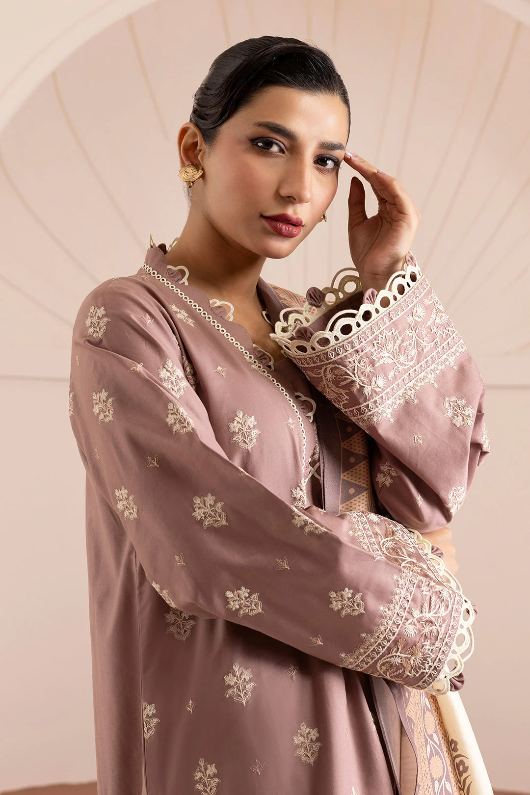 Zellbury Cotton Satin โ Embroidered Shirt Shalwar Dupatta - 0270 - Image 6