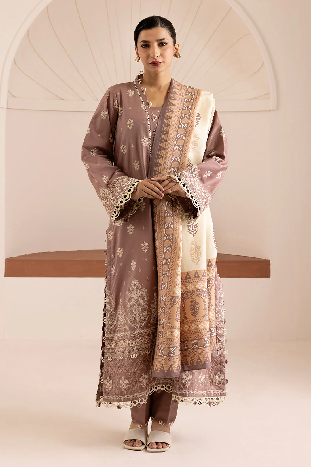 Zellbury Cotton Satin โ Embroidered Shirt Shalwar Dupatta - 0270 - Image 7