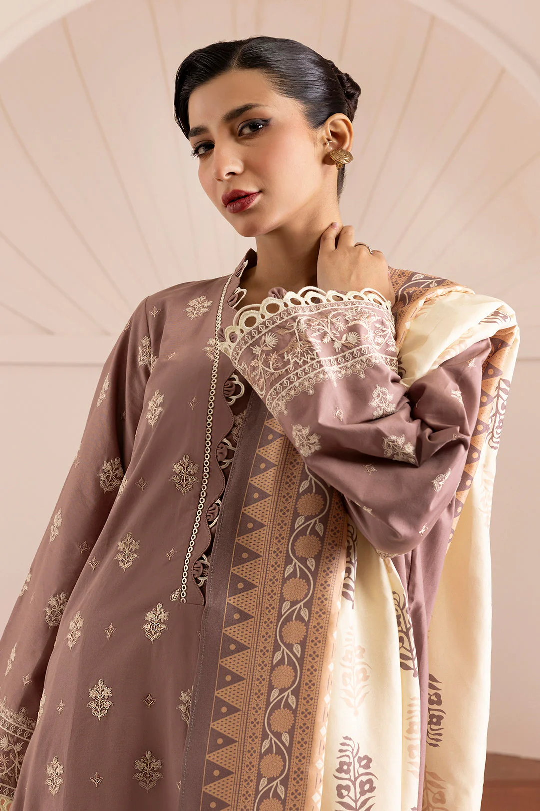Zellbury Cotton Satin โ Embroidered Shirt Shalwar Dupatta - 0270 - Image 8