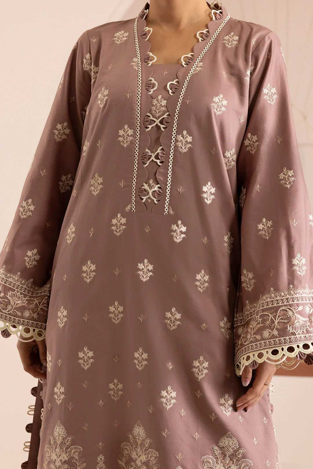 Zellbury Cotton Satin โ Embroidered Shirt Shalwar Dupatta - 0270 - Image 9