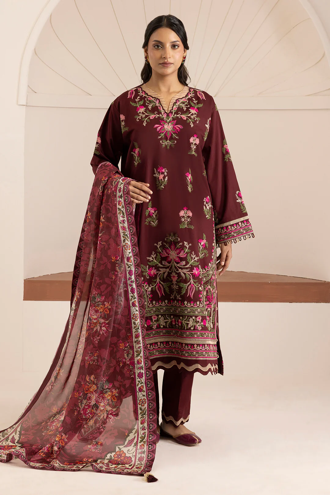 Zellbury Cotton Satin – Embroidered Shirt Shalwar Dupatta - 0269