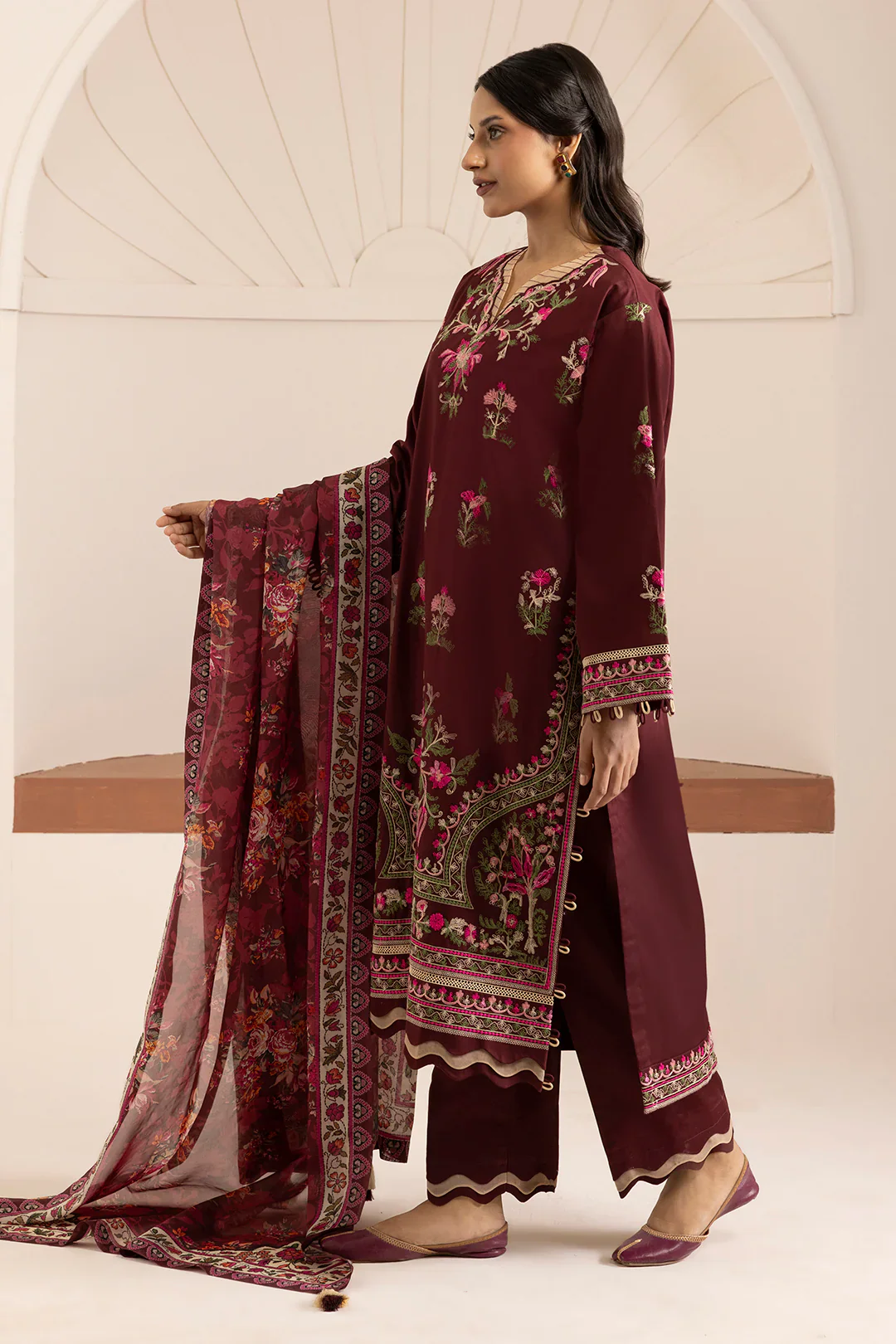Zellbury Cotton Satin – Embroidered Shirt Shalwar Dupatta - 0269 - Image 3