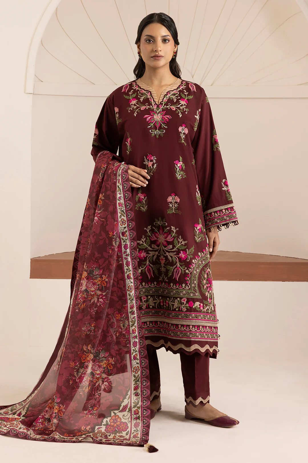 Zellbury Cotton Satin – Embroidered Shirt Shalwar Dupatta - 0269 - Image 4