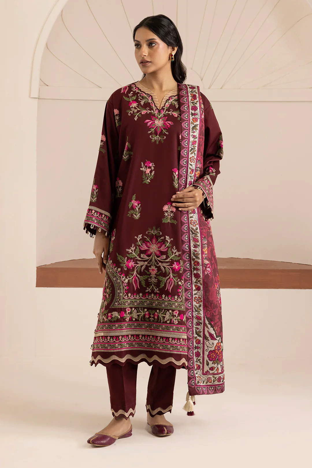Zellbury Cotton Satin – Embroidered Shirt Shalwar Dupatta - 0269 - Image 6