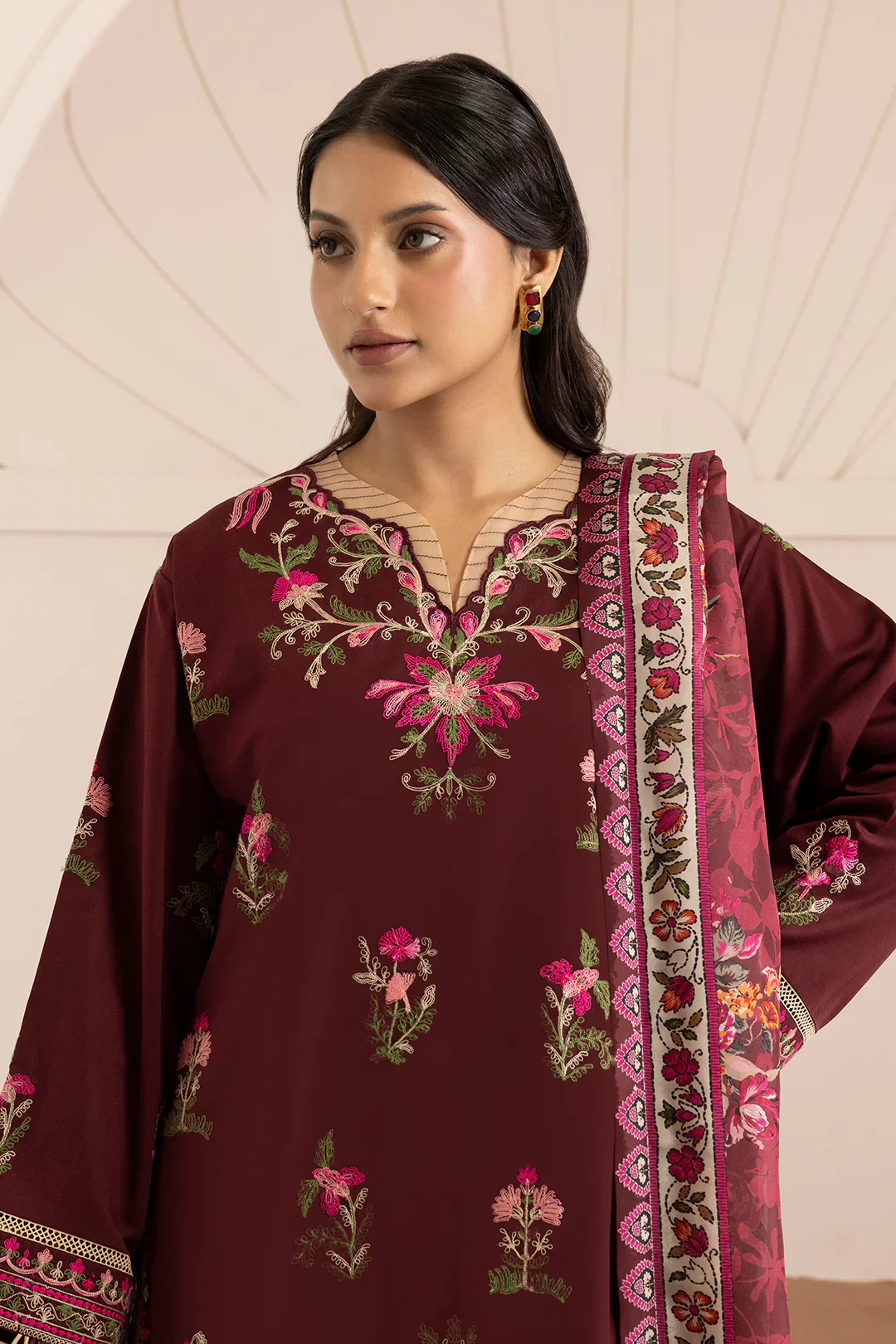 Zellbury Cotton Satin – Embroidered Shirt Shalwar Dupatta - 0269 - Image 7