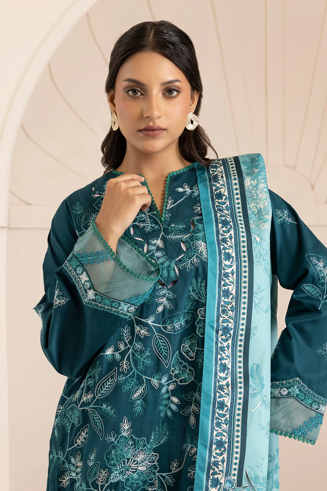 Zellbury Cotton Satin โ Embroidered Shirt Shalwar Shawl - 0260 - Image 4