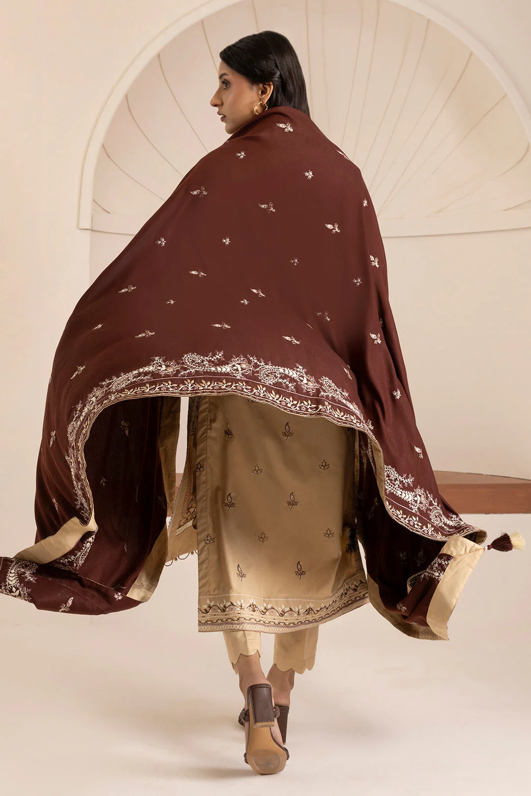 Zellbury Cotton Satin – Embroidered Shirt Shalwar Shawl - 0263 - Image 10