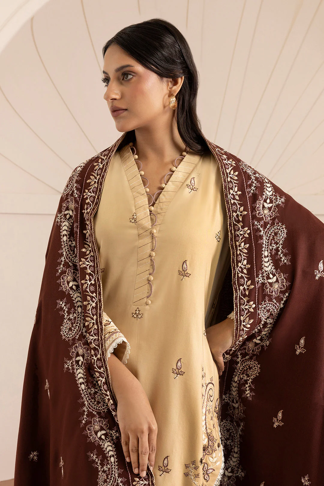Zellbury Cotton Satin – Embroidered Shirt Shalwar Shawl - 0263 - Image 8