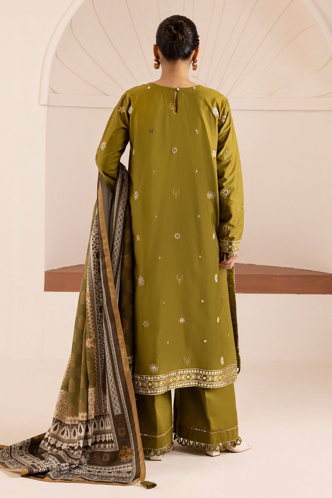 Zellbury Cotton Satin – Embroidered Shirt Shalwar Shawl - 0265 - Image 10