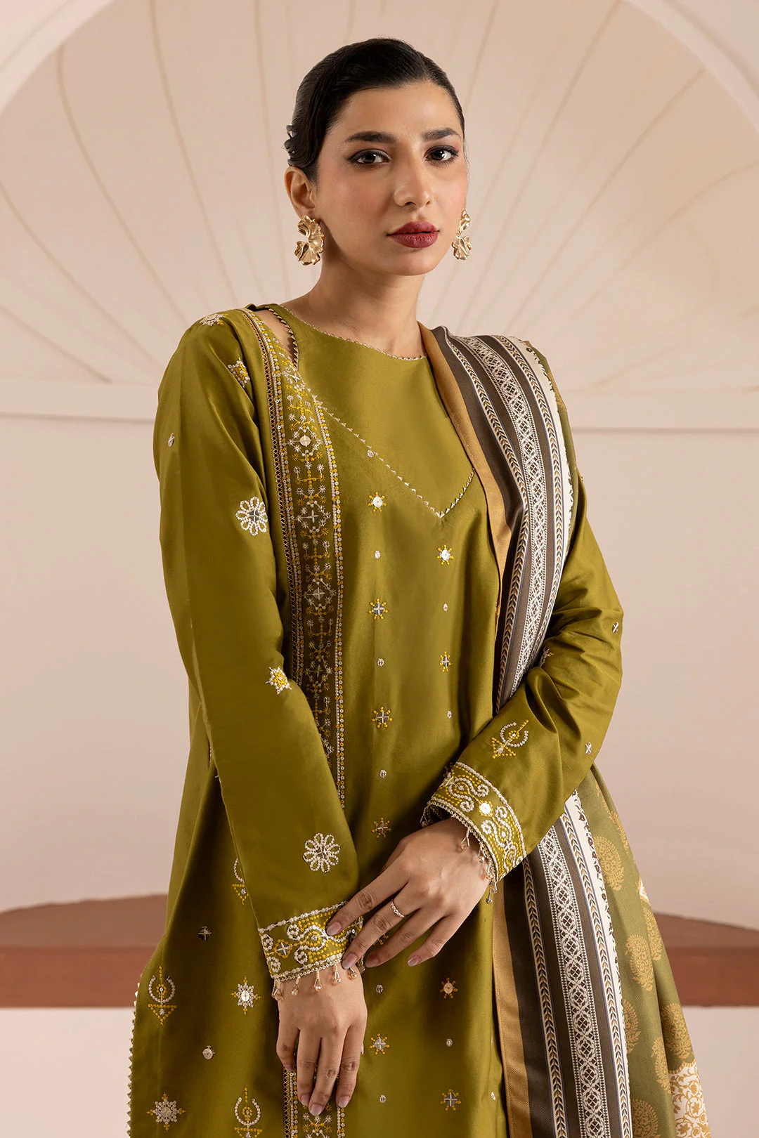Zellbury Cotton Satin – Embroidered Shirt Shalwar Shawl - 0265 - Image 6