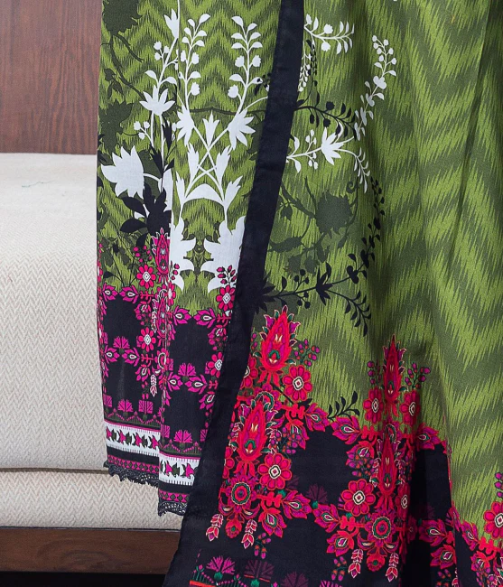 Zellbury Intermix Collection – Shirt Dupatta - Green - Cambric Suit-0603 - WUC23X20603 - Image 3