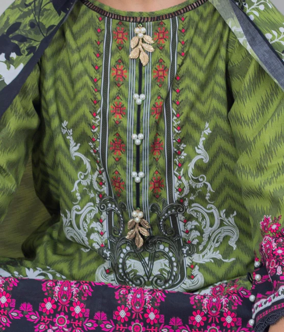 Zellbury Intermix Collection – Shirt Dupatta - Green - Cambric Suit-0603 - WUC23X20603 - Image 4