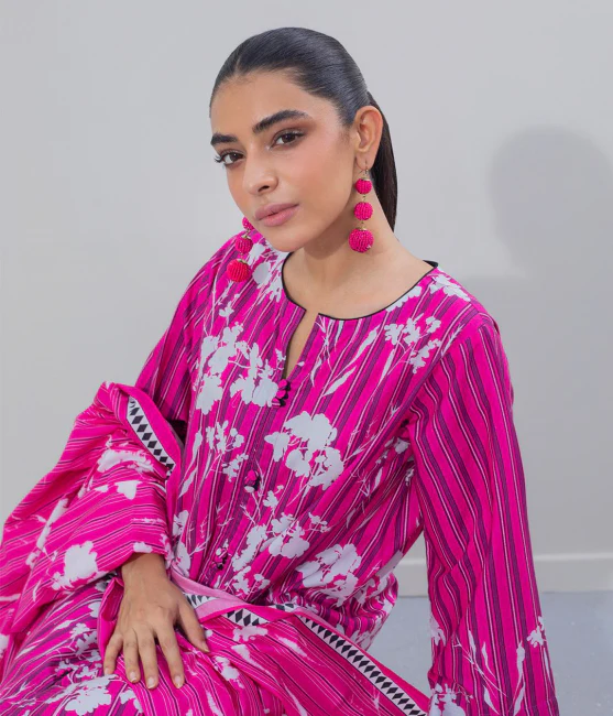Zellbury Intermix Collection – Shirt Dupatta - Pink - Cambric Suit-0605 - WUC23X20605 - Image 3